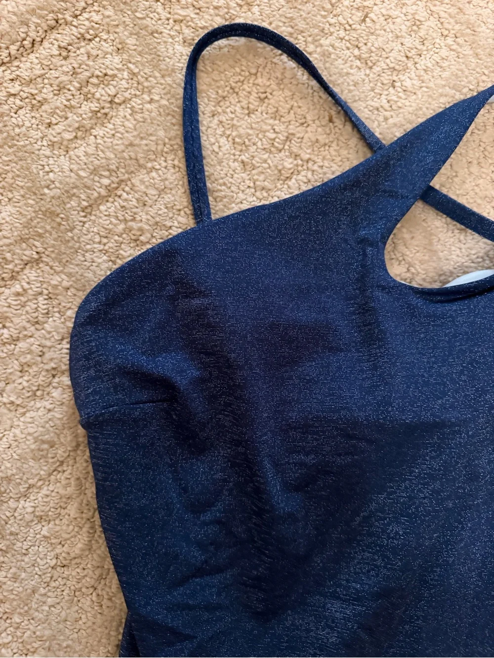 Cupshe womens' Shimmery Navy Blue One-Piece Swimsuit